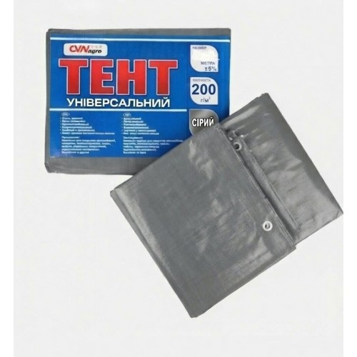 Тент поліпропіленовий (Tarpaulin) 200 г/м²сiрий  (4м.х6м)
